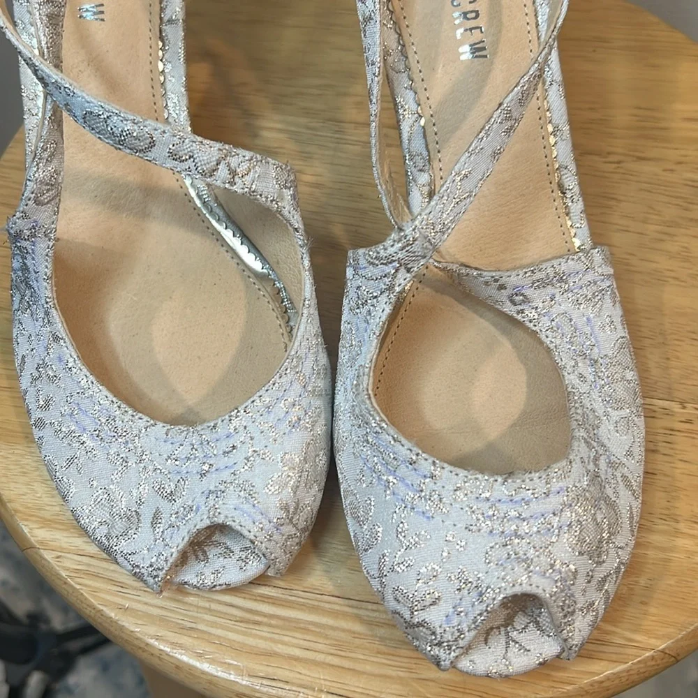 Chelsea Crew 'Alter' White and Silver Heels Peep Toe - Picture 8 of 10